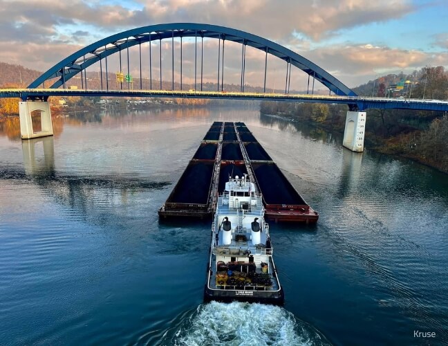 Coal barge on Ohio river
