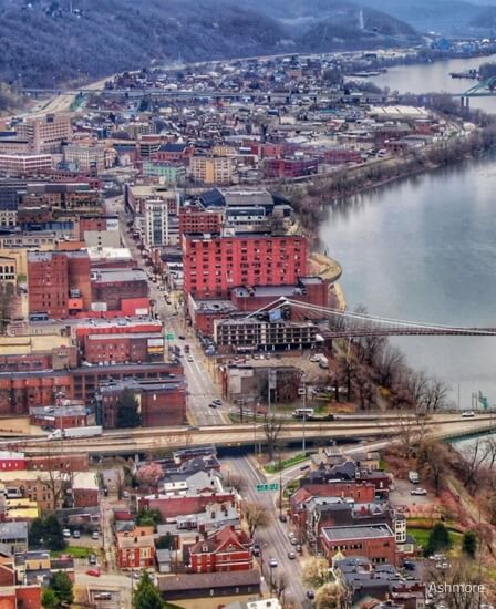 Aerial view of Downtown wheeling